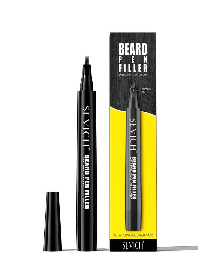 سيفيتش قلم تحديد اللحية SEVICH للرجال، أسود، قلم فريد بأربعة رؤوس مقاوم للماء، يملأ الفراغات ويغطيها فوراً، مقاوم للماء والعرق، مظهر طبيعي. - Image 1